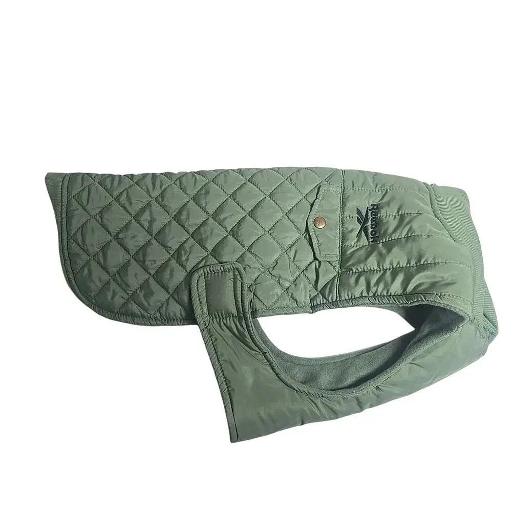 Reebok Dog Jacket Coat Fleece Quilted Olive Green Medium Pet Vest Logo